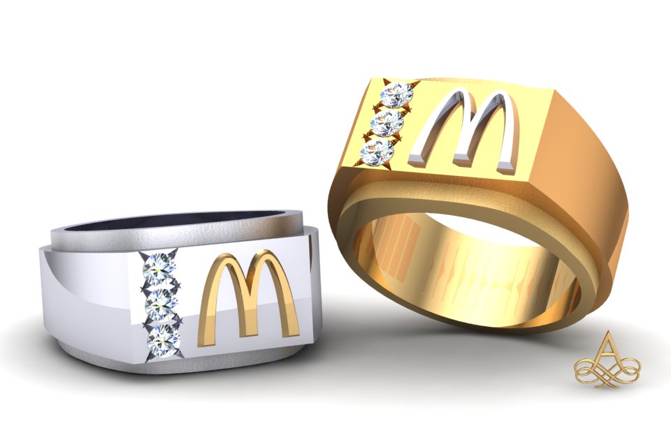 McDonalds Mens Ring Bouble Band w d3-10pt Diamonds - Request Pricing