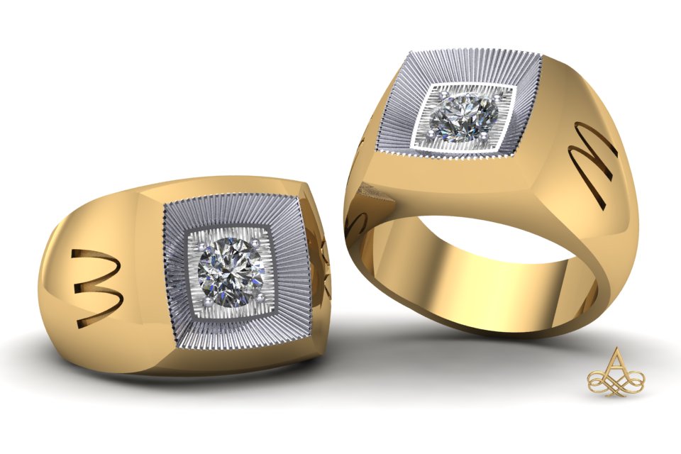Mcdonalds Mens ring with Cushion Square and 80pt Diamond - Request Pricing