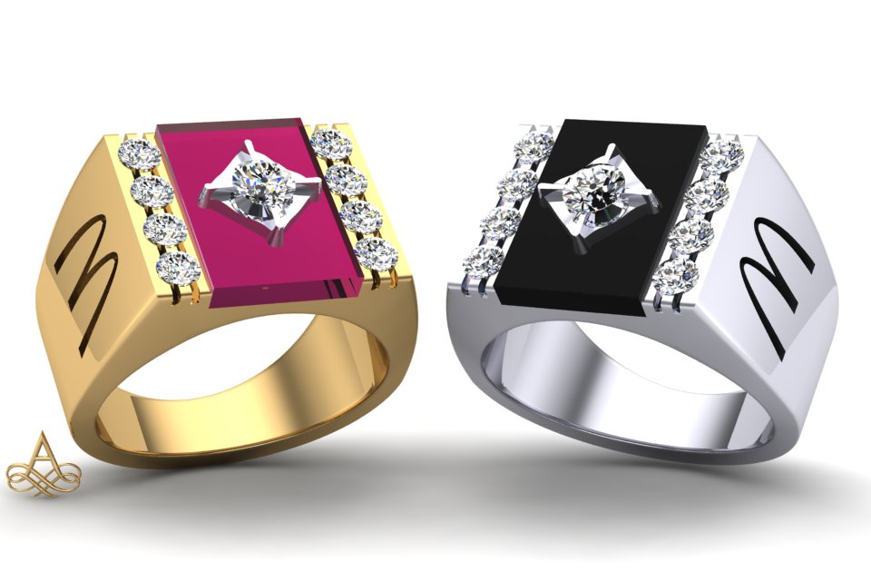 McDonaldsd Mens Flat Top Fashion Rings Y&G 8 stones Each - Request Pricing